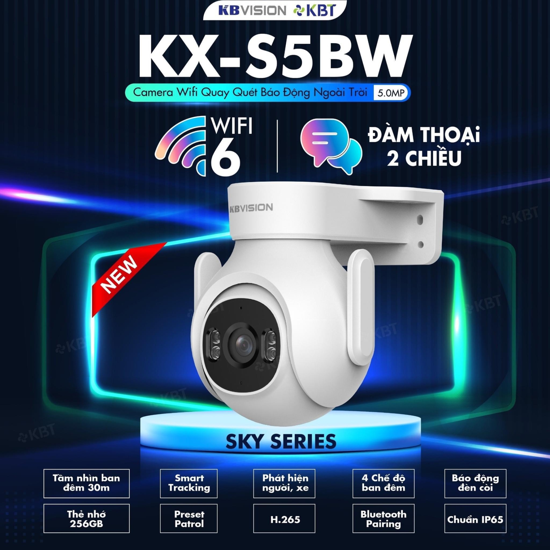 CAMERA WIFI KHÔNG DÂY KBVISION KX-S5BW – 5MP